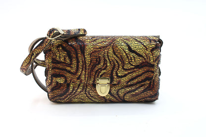 Gele crossbody tas met print - klein model