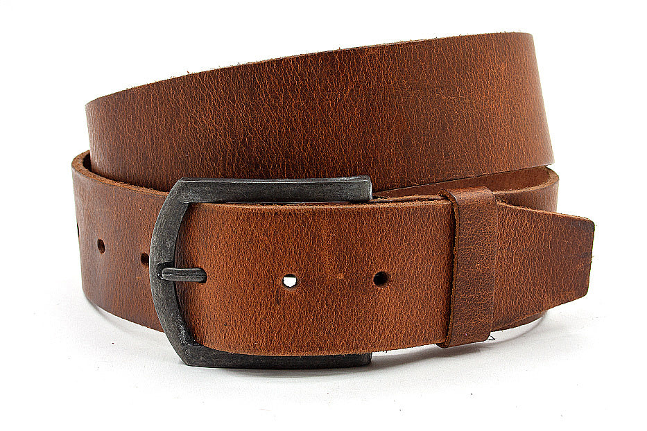 Stoere cognac dames/heren riem