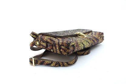 Gele crossbody tas met print - klein model