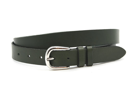 dames smalle riem groen leer 3 cm