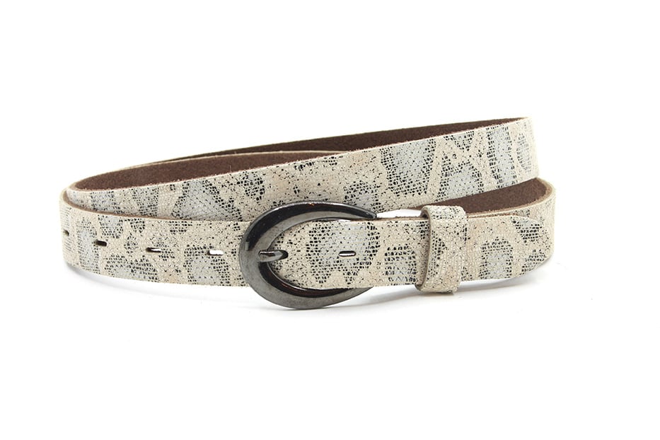 dames jeans riem beige leer 2.5 cm