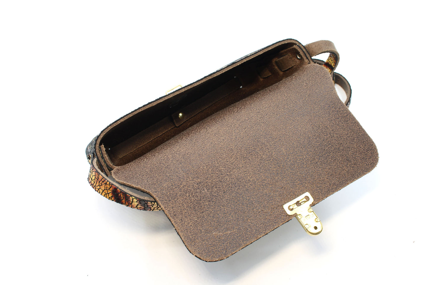 Gele crossbody tas met print - klein model