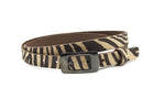 dames smalle riem beige/zwart leer 2 cm