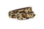 dames smalle riem beige/zwart leer 2.5 cm
