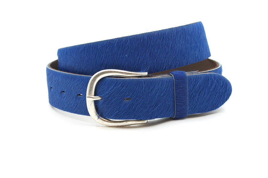 Dames hair-on riem kobalt blauw