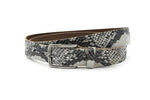 dames smalle riem zwart/wit leer 3.5 cm