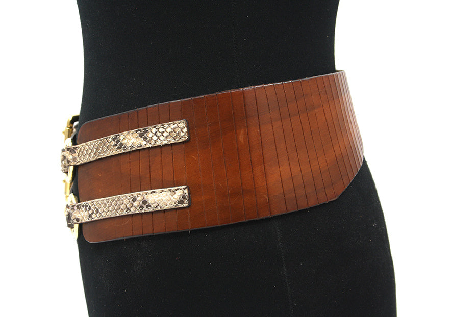 Dames heupriem cognac met print