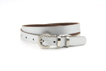 dames smalle riem zilver leer 2 cm