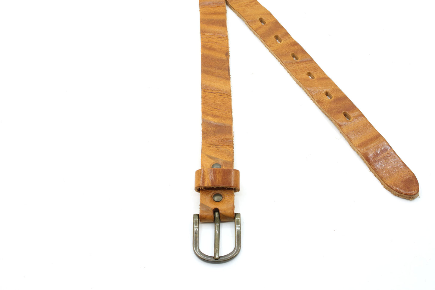 Dames riempje cognac wave (golvend) leer