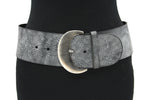dames brede riem grijs leer 8 cm