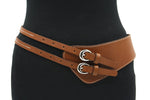 dames brede riem cognac leer 10 cm