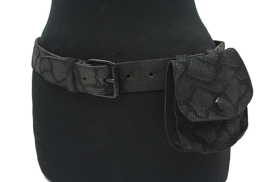 Dames heupriem zwart reptiel