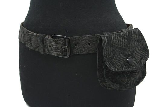 Dames heupriem zwart reptiel