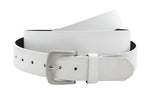 heren extra lange riem wit leer 4 cm