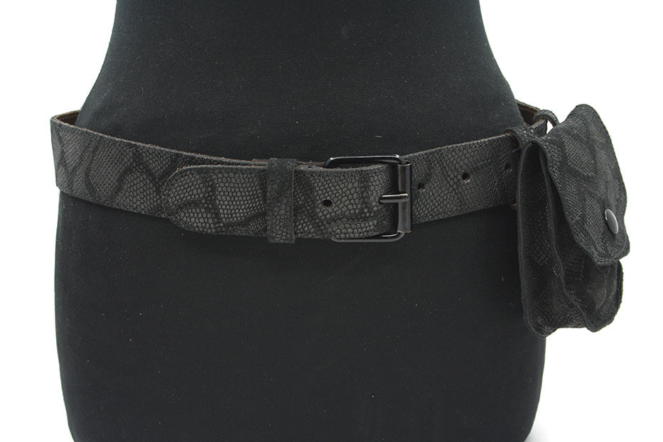 Dames heupriem zwart reptiel