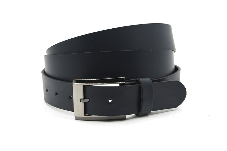 heren extra lange riem blauw leer 4 cm