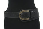 dames brede riem zwart leer 10 cm