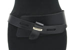 dames brede riem zwart leer 10 cm