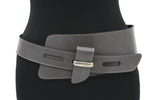 dames brede riem donkergrijs leer 10 cm