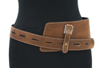 dames brede riem cognac leer 10 cm