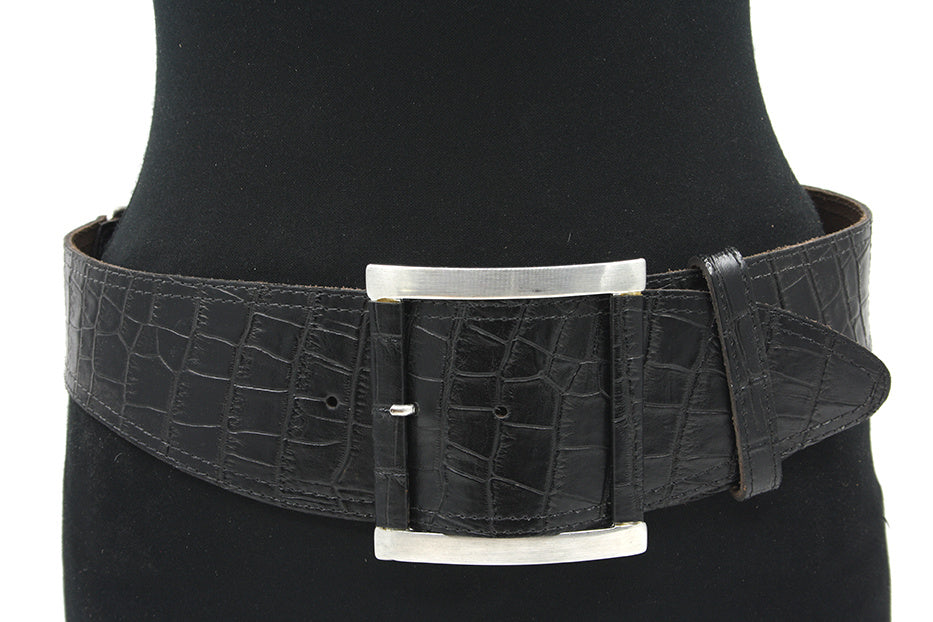 Dames afhangriem zwart croco