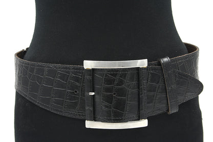 Dames afhangriem zwart croco