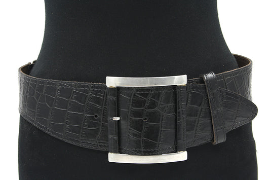 Dames afhangriem zwart croco