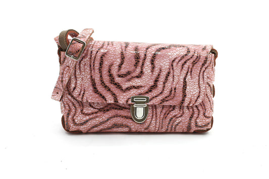 Roze schoudertas met print - klein model