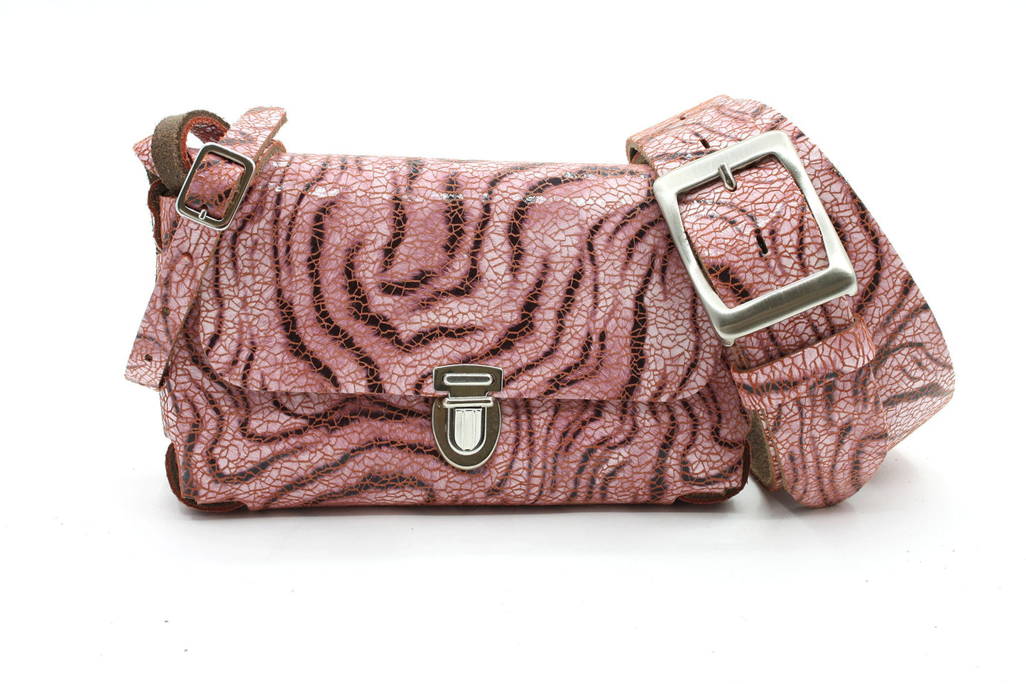 Roze schoudertas met print - klein model