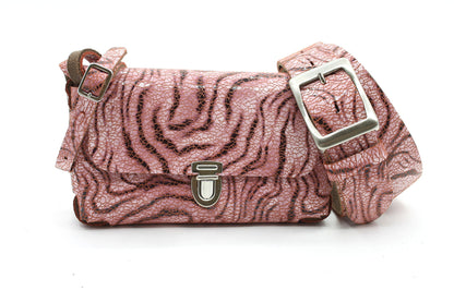 Roze schoudertas met print - klein model