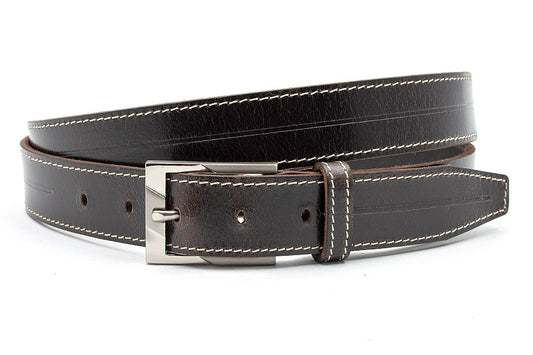 heren jeans riem bruin leer 3 cm