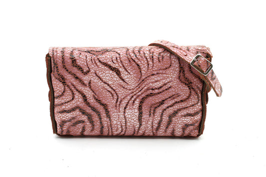 Roze schoudertas met print - klein model