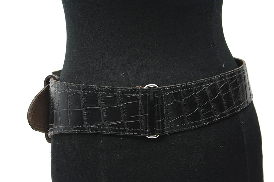 Dames afhangriem zwart croco