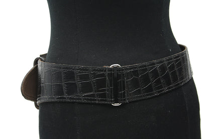 Dames afhangriem zwart croco