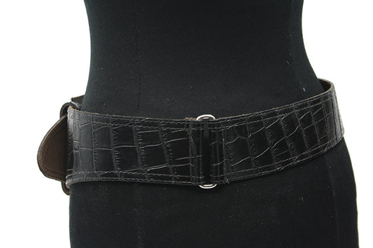 Dames afhangriem zwart croco