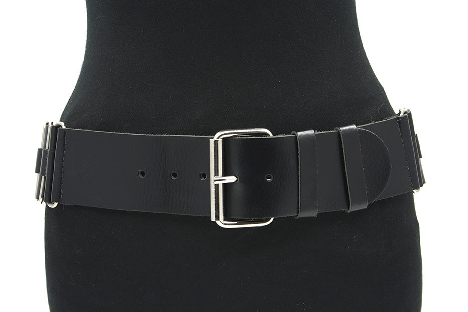 Dames zwarte heupriem met vlechtwerk