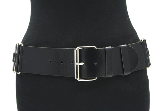 Dames zwarte heupriem met vlechtwerk