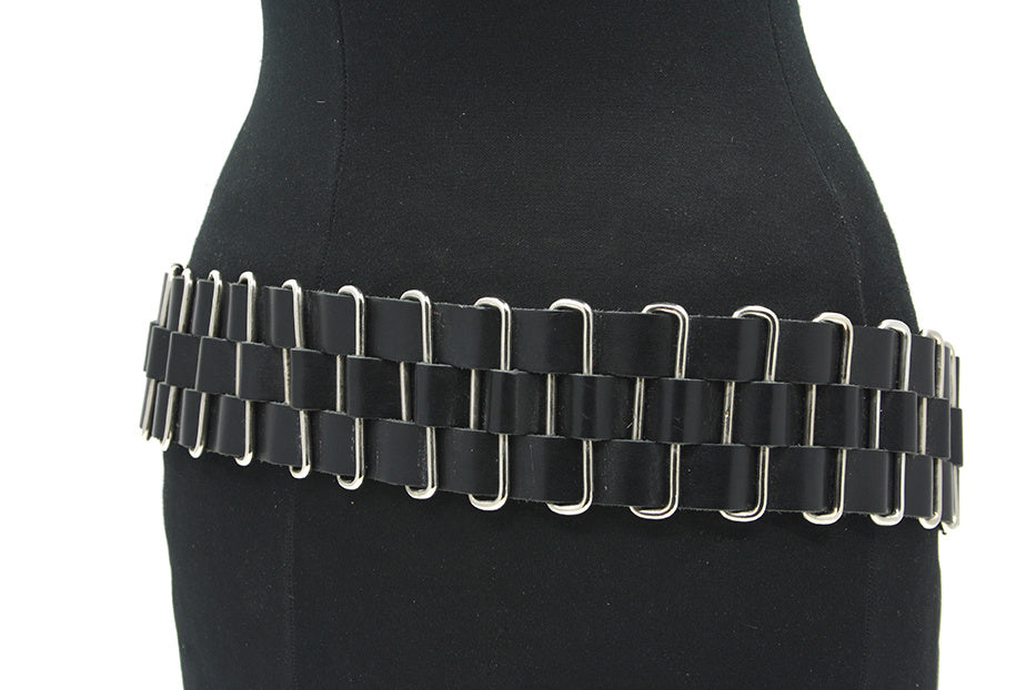 Dames zwarte heupriem met vlechtwerk