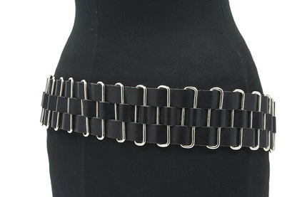 Dames zwarte heupriem met vlechtwerk