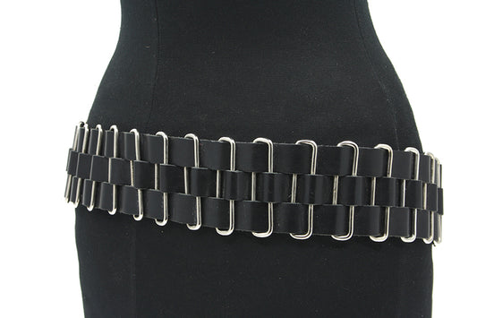 Dames zwarte heupriem met vlechtwerk