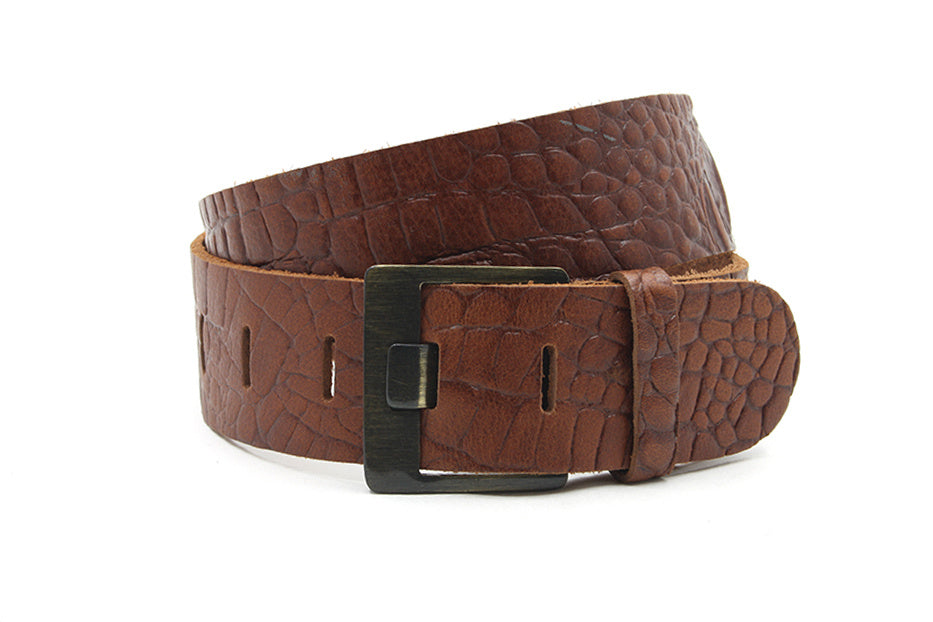 Dames tailleriem cognac croco print