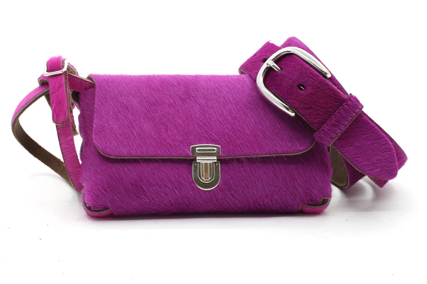 Dames riem hair-on purper