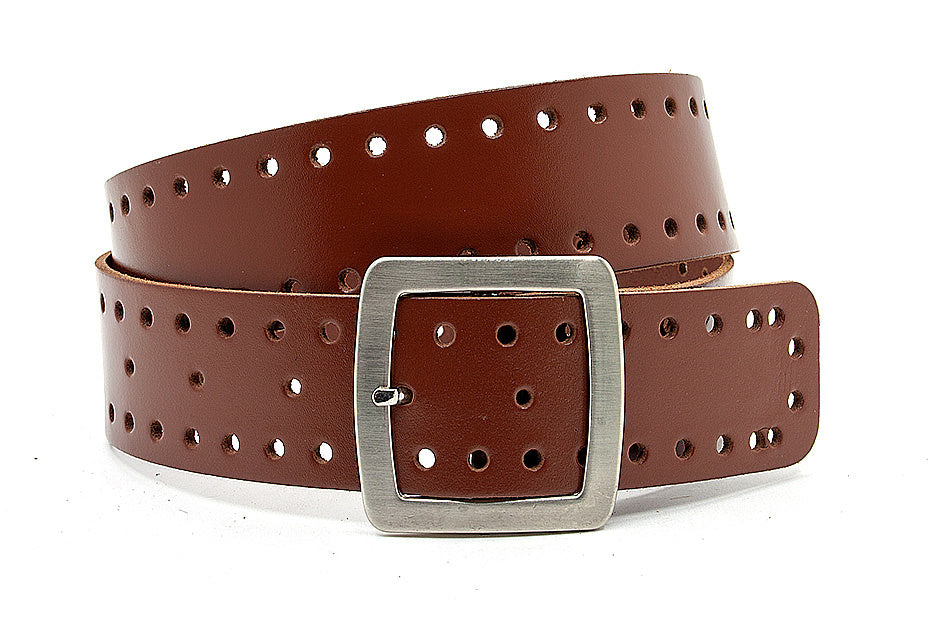 Stoere cognac dames riem