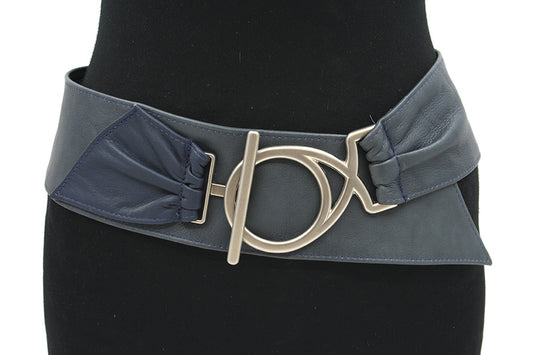 Dames nappa afhangriem grijs/blauw