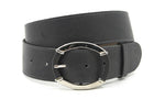 dames brede riem zwart leer 5 cm