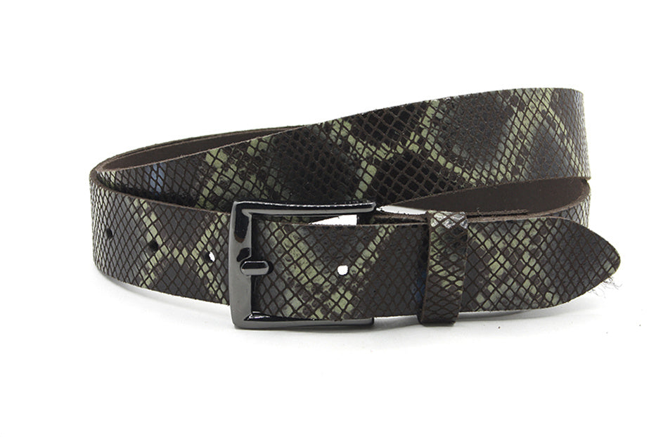 Dames riem bruin/groen
