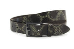 dames jeans riem bruin/groen leer 3.5 cm
