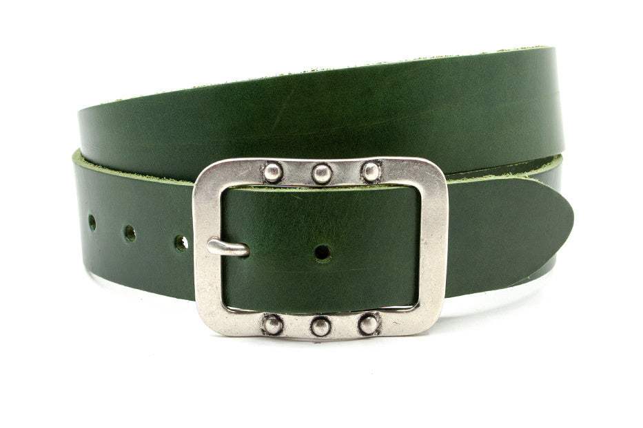 dames jeans riem groen leer 4 cm