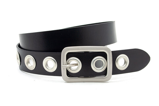 Zwarte punky jeansriem