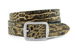 dames jeans riem goud / zwart leer 4 cm